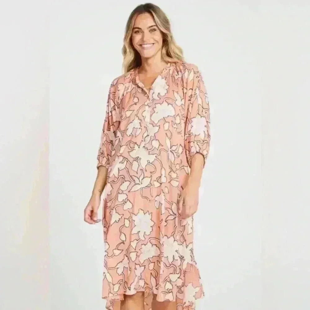 Boutique Australian HOLIDAY Cabana Midi Dress ~ Rainforest ~ Medium~NWT! Floral - Picture 2 of 11